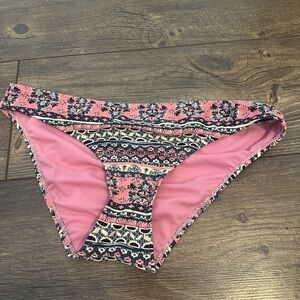 Xhilaration Pink and Black Floral Swim Bottom